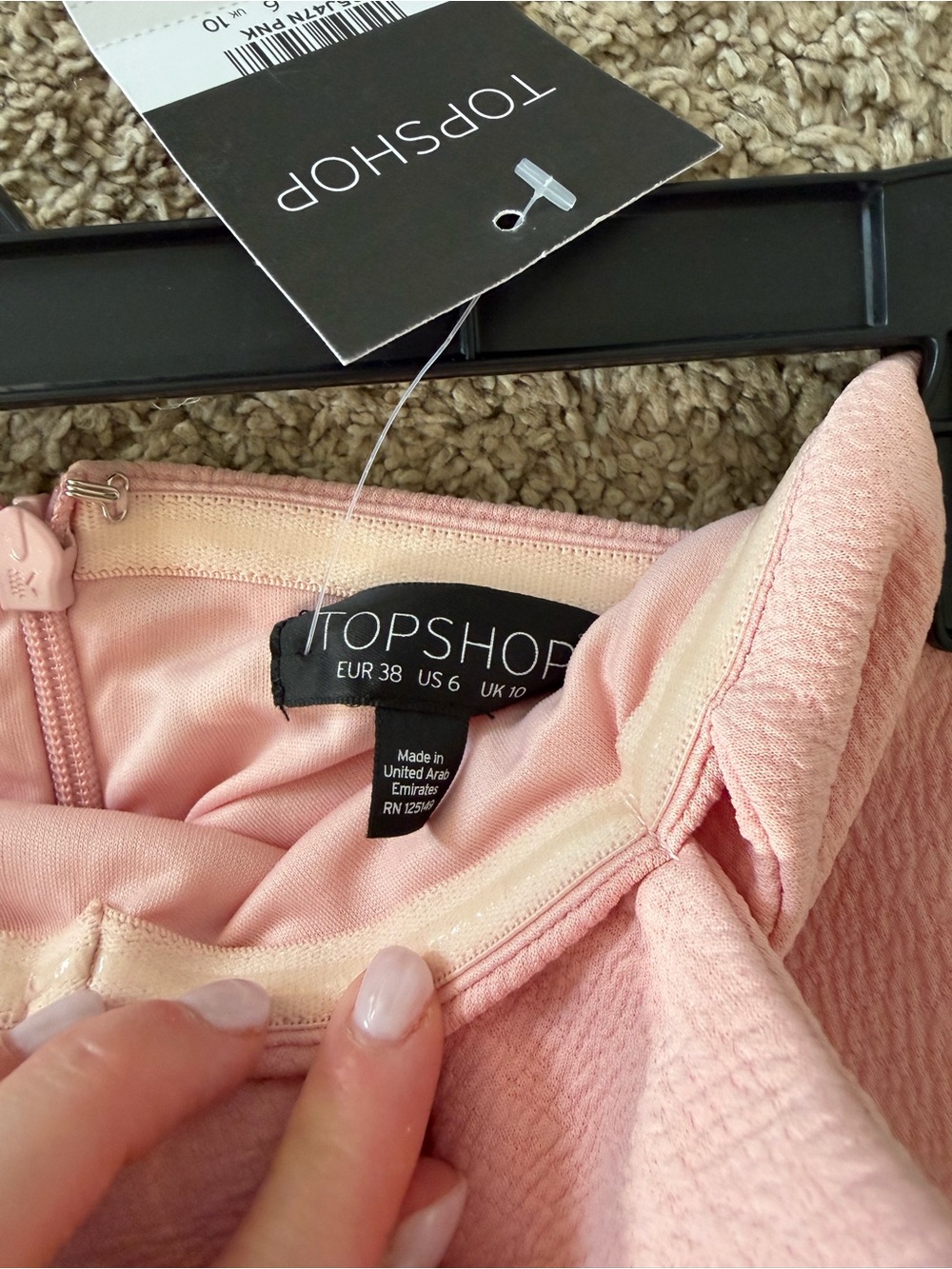 Topshop Textured Pink Strapless Midi Dress - Picture 5 of 5